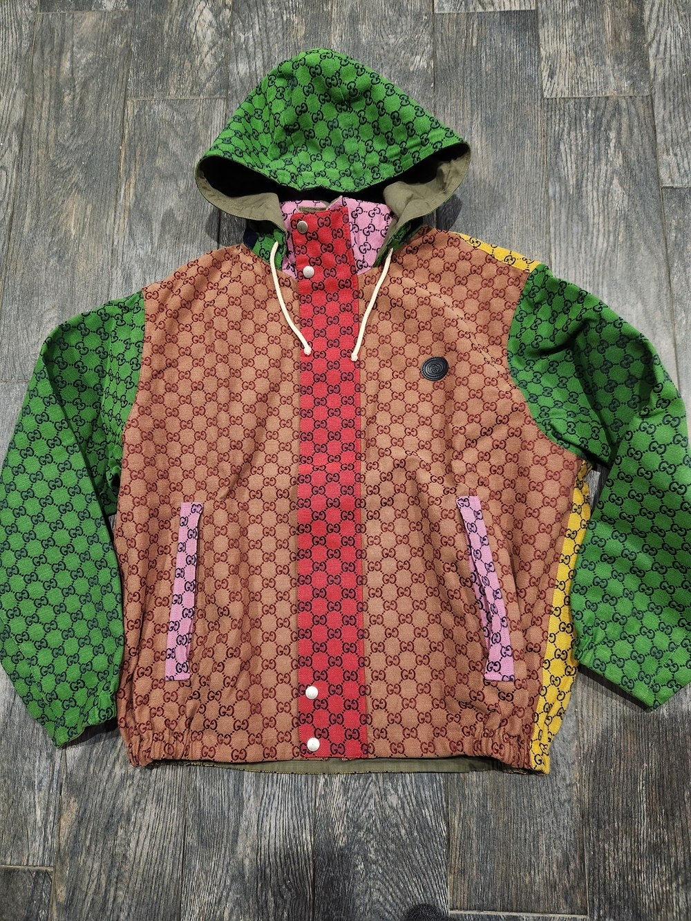 Gucci Multicolor GG Logo Hooded Jacket